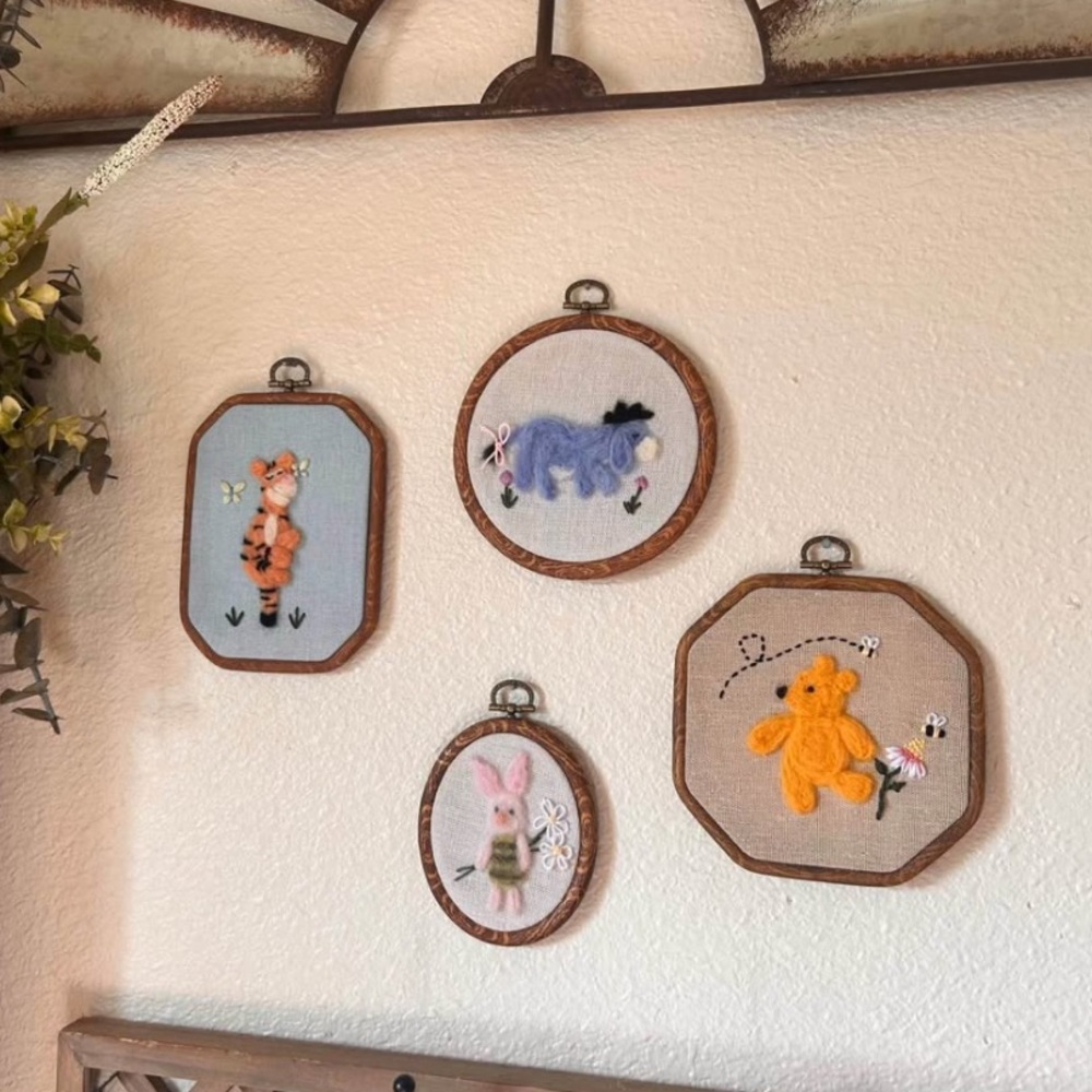 Winnie the Pooh and friends felt needle embroidery